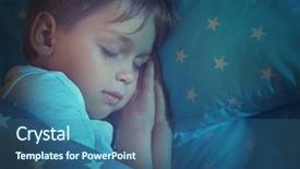  Presentation with newspaper headlines close up - Slide set consisting of preschool stars - adorable little boy sleeping background and a  colored foreground