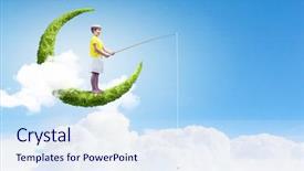  Presentation with moon cosmoss - Amazing slide deck having preschool stars - little boy stay on moon backdrop and a sky blue colored foreground