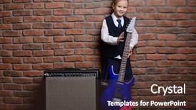  Presentation with music school - Slide set consisting of preschool stars - modern little girl in school background and a tawny brown colored foreground