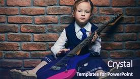  Presentation with music school - Audience pleasing presentation theme consisting of preschool stars - modern little girl in school backdrop and a navy blue colored foreground