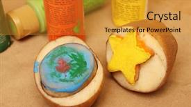 Presentation with stamps - Audience pleasing presentation design consisting of preschool stars - potato stamps backdrop and a gold colored foreground