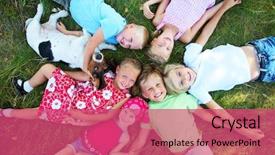  Presentation with children - Amazing PPT layouts having preschool stars - six cute children and dog backdrop and a red colored foreground