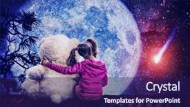  Presentation with hand cute dolls and toy - Cool new slides with preschool stars - small cute girl sitting backdrop and a navy blue colored foreground