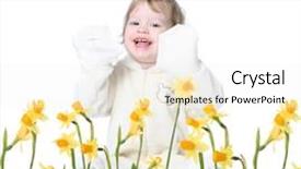  Presentation with costume - Presentation design enhanced with preschool stem - funny little girl dressed background and a white colored foreground