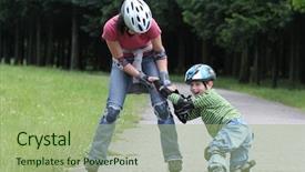 Presentation with fall protection - Theme having preschooler falls over while rollerblading background and a mint green colored foreground