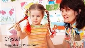  Presentation with teacher - Slide deck with nurser senior - preschooler girl and paintbrush background and a coral colored foreground