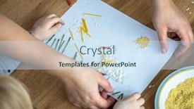  Presentation with couscous - Audience pleasing slide deck consisting of preschooler-paints-pictures-at-home backdrop and a sky blue colored foreground