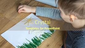  Presentation with couscous - PPT theme featuring preschooler-paints-pictures-at-home background and a coral colored foreground