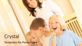  Presentation with hand washing - Presentation having preschoolers in bathroom washing hands background and a lemonade colored foreground