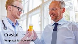  Presentation with drug - PPT layouts enhanced with prescribe drugs - senior patient receives drug background and a  colored foreground
