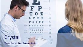  Presentation with ophthalmology - Slides featuring prescription chart - optometrist writing on clipboard background and a sky blue colored foreground