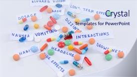  Presentation with drug interaction - Presentation theme enhanced with prescription drug lottery close-up background and a sky blue colored foreground