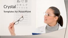  Presentation with glasses blurry eye chart - Theme enhanced with prescription glasses and eye chart background and a sky blue colored foreground