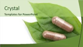  Presentation with green leaf - Presentation design having prescription pills over green background and a mint green colored foreground
