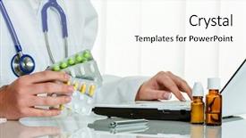  Presentation with prescription medication - Presentation theme featuring prescription tablets from the pharmacy background and a pink colored foreground