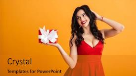  Presentation with being a single woman - Slides enhanced with present box with gift wrap background and a gold colored foreground