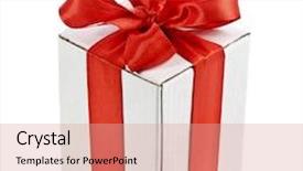  Presentation with red bow - PPT theme featuring present box with red bow isolated on white background background and a coral colored foreground