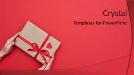  Presentation with hands holding - Colorful theme enhanced with present box wrapped with red backdrop and a red colored foreground