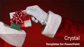  Presentation with christmas stocking - Beautiful slide set featuring present into a holiday stocking backdrop and a wine colored foreground