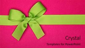  Presentation with ribbon green - Presentation theme consisting of present with green ribbon bow background and a red colored foreground