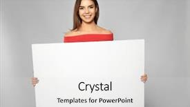  Presentation with advertising - PPT layouts enhanced with presentaion contents - beautiful young woman with blank background and a  colored foreground