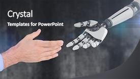  Presentation with black hand - Theme having presentation against black background background and a dark gray colored foreground