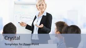  Presentation with people - Slides having presentation at office businesswoman presenting background and a light blue colored foreground