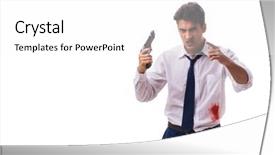  Presentation with wounded - Presentation enhanced with presentation bullet - businessman wounded in gun fight background and a white colored foreground