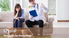  Presentation with vet - Audience pleasing slide set consisting of presentation dogs - vet doctor visiting golden retriever backdrop and a  colored foreground