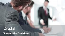  Presentation with project manager - Slide deck consisting of presentation for the business team background and a dark gray colored foreground