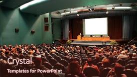  Presentation with public presentation - Presentation theme featuring presentation in auditorium background and a wine colored foreground