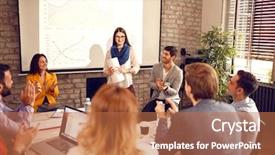  Presentation with personal branding seminar - Cool new PPT theme with presentation on seminar with applause backdrop and a coral colored foreground