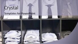  Presentation with colored - Slide set featuring presentation outline - shirt shelfs fashion colored shirts background and a  colored foreground