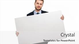 Presentation with red white blue business - Audience pleasing presentation theme consisting of presentation posters - business man holding white board backdrop and a white colored foreground