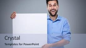  Presentation with adolescent poster - PPT layouts having presentation posters - man holding blank poster background and a  colored foreground