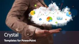  Presentation with cloud - Presentation consisting of presentationcloud computing - young beautiful woman presenting cloud background and a tawny brown colored foreground