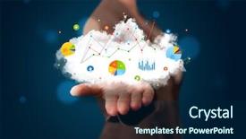  Presentation with cloud - Presentation theme featuring presentationcloud computing - young beautiful woman presenting cloud background and a navy blue colored foreground