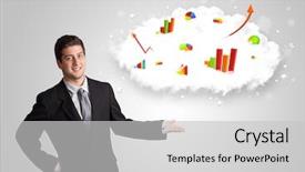  Presentation with cloud - Cool new slides with presentationcloud computing - young man presenting cloud backdrop and a light gray colored foreground