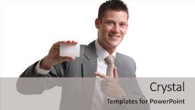  Presentation with business card - PPT theme enhanced with presenting a blank business card background and a  colored foreground