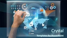  Presentation with technical - PPT theme having presenting against clock on technical background and a ocean colored foreground
