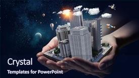  Presentation with guideline development - Colorful presentation design enhanced with presenting construction development project mixed backdrop and a navy blue colored foreground