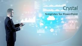  Presentation with report - Beautiful theme featuring presenting economical results and report backdrop and a light blue colored foreground