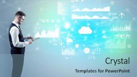  Presentation with report - Theme having presenting economical results and report background and a light blue colored foreground