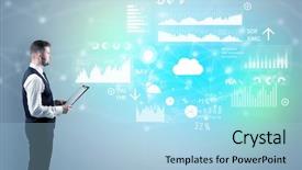  Presentation with election results - Beautiful slide deck featuring presenting economical results and report backdrop and a light blue colored foreground