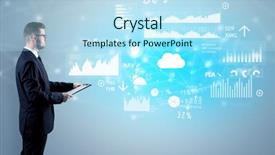  Presentation with election results - Beautiful presentation theme featuring presenting economical results and report backdrop and a light blue colored foreground