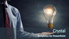  Presentation with invention - Slide set enhanced with presenting glass glowing light bulb background and a  colored foreground