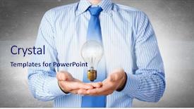  Presentation with glowing light bulb light bulb - PPT theme consisting of presenting glass glowing light bulb background and a  colored foreground