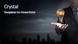  Presentation with glowing light bulb light bulb - Amazing PPT theme having presenting glass glowing light bulb backdrop and a  colored foreground