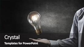  Presentation with invention - Presentation theme featuring presenting glass glowing light bulb background and a  colored foreground