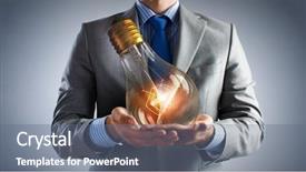  Presentation with glowing light bulb light bulb - Presentation theme featuring presenting glass glowing light bulb background and a  colored foreground